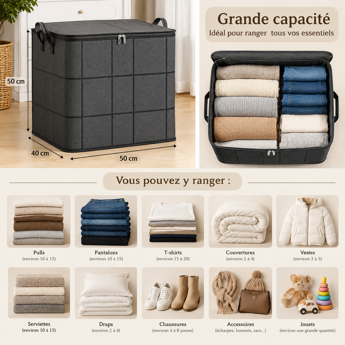 Coffre de rangement pliable